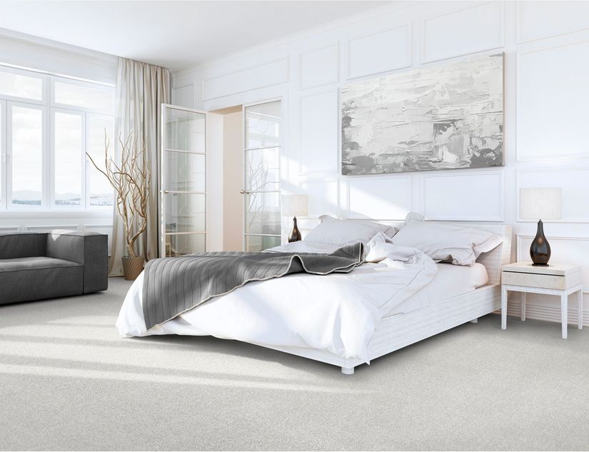 Beige vegg til vegg teppe